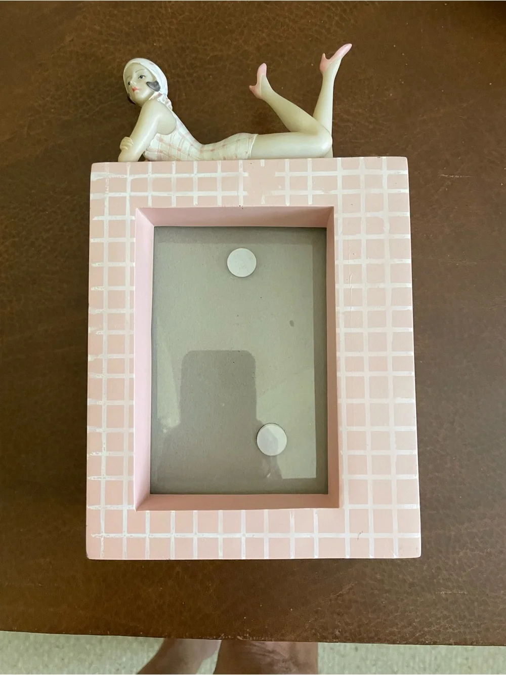 Vintage Art Deco Bathing Beauty Pink Tiled Frame Retro Decor